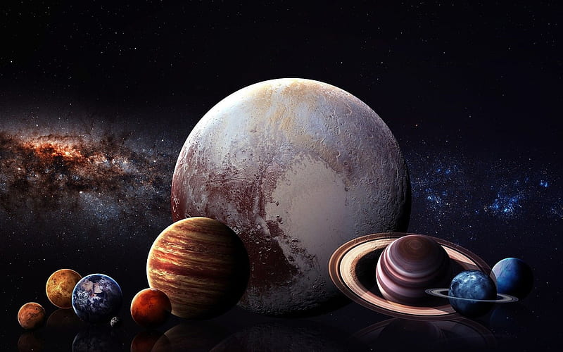 Earth, Mars, Venus, Pluto, Uranus, Neptune, planetary series, Mercury, solar system, planets, galaxy, sci-fi, spaceship, Jupiter, HD wallpaper