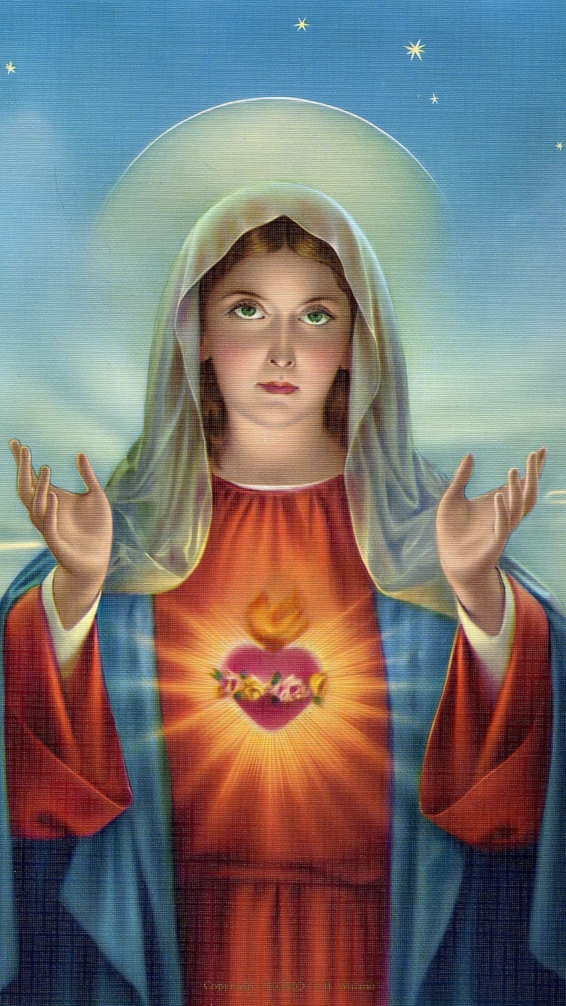 Immaculate Heart Of Mother Mary , mother mary , immaculate, heart, art work, blessed, god, HD phone wallpaper