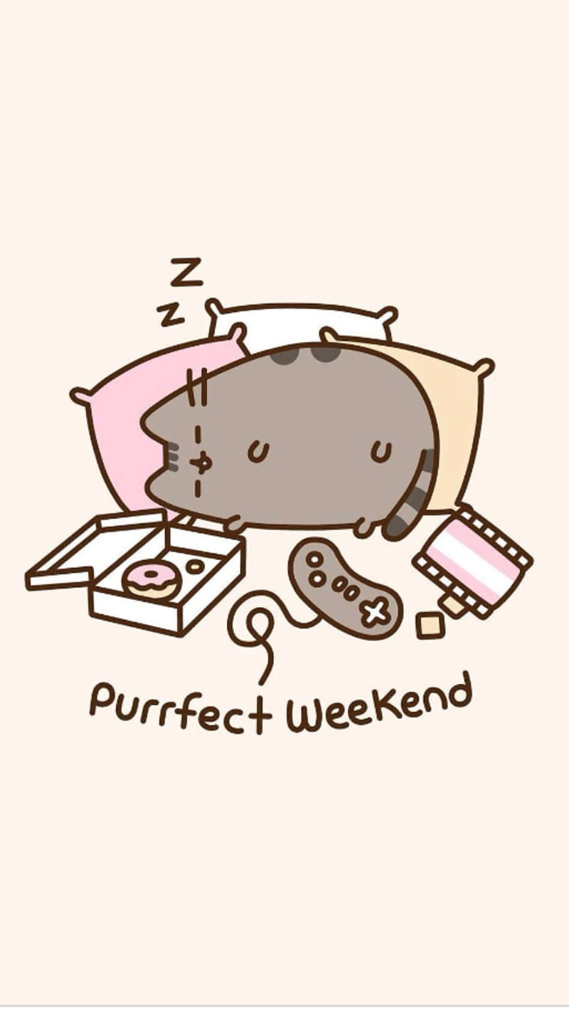 Pusheen, cute, pusheen the cat, weekend, weekends, HD phone wallpaper