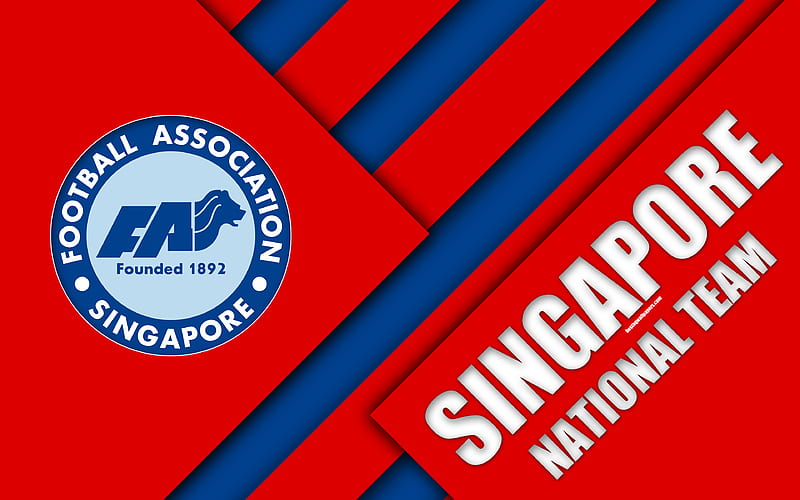 Singapore football national team emblem, Asia, material design, red blue abstraction, Football Association of Singapore, FAS, logo, Singapore, football, coat of arms, HD wallpaper