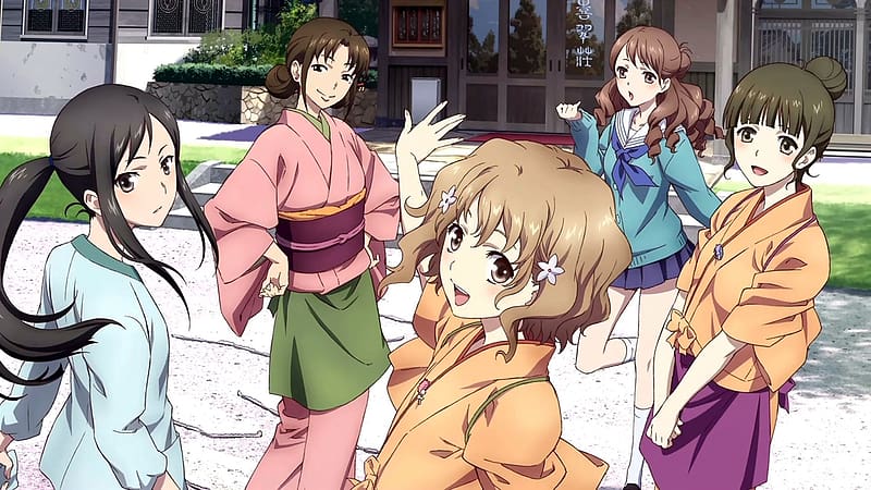 Anime, Minko Tsurugi, Nako Oshimizu, Ohana Matsumae, Hanasaku Iroha, Yuina Wakura, Tomoe Wajima, HD wallpaper