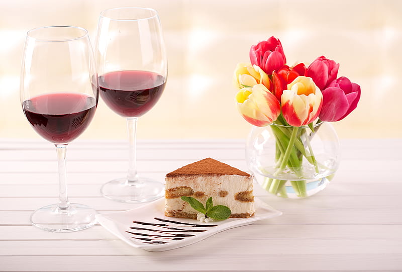 Food, Dessert, Pastry, Still Life, Tulip, Wine, HD wallpaper