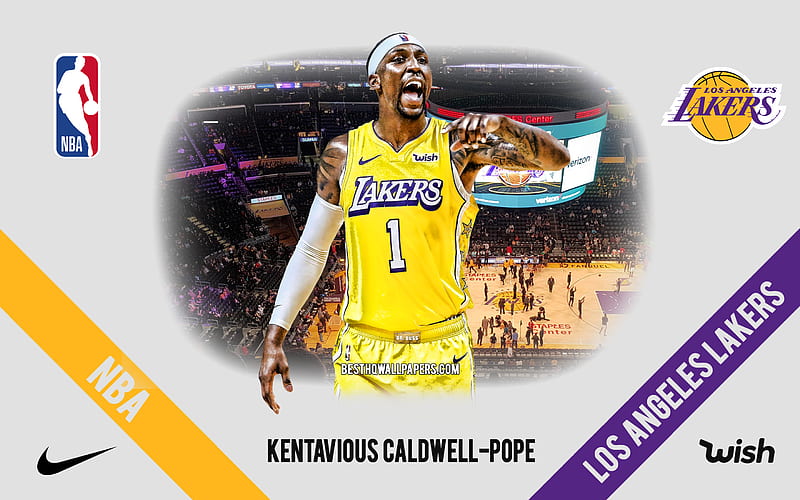 Kentavious Caldwell-Pope, NBA, Los Angeles Lakers, yellow stone background,  American Basketball Player, HD wallpaper
