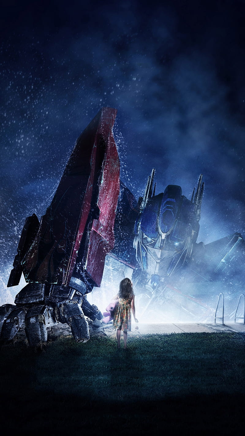 Optimus prime, animation, blue, giant, little girl, robots, scary, scenes, HD phone wallpaper
