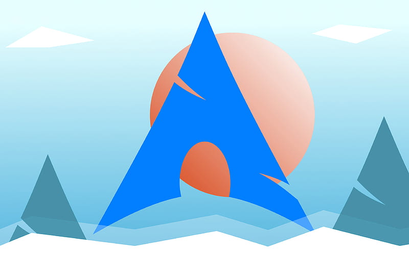 Arch Linux logo abstract mountains, Linux, minimalism, creative, operating systems, abstract landscapes, Arch Linux, HD wallpaper