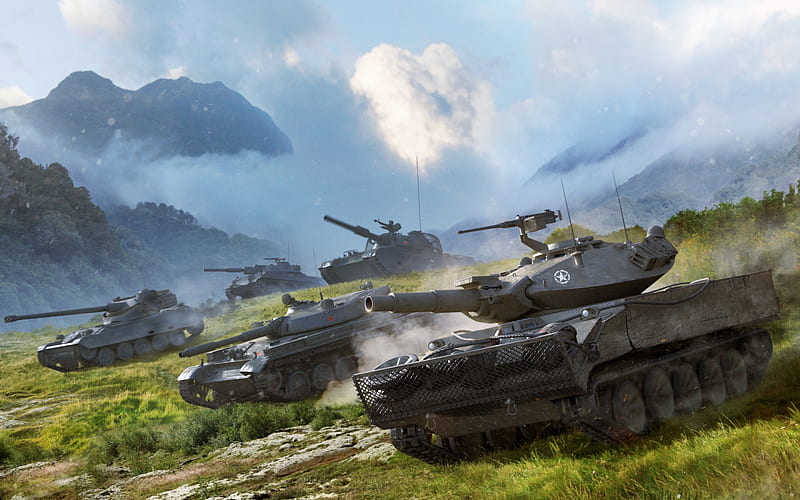 World of Tanks, WoT, online games, tanks, Rheinmetall Panzerwagen, WZ-132-1, AMX 13 105, XM551 Sheridan, HD wallpaper