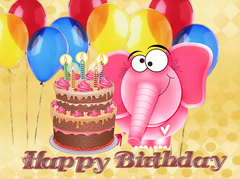 640x480px, balloons, cake birtay, elephant, happy birtday, HD wallpaper