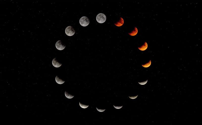moon, phase, eclipse, cycle, astronomy, space, HD wallpaper