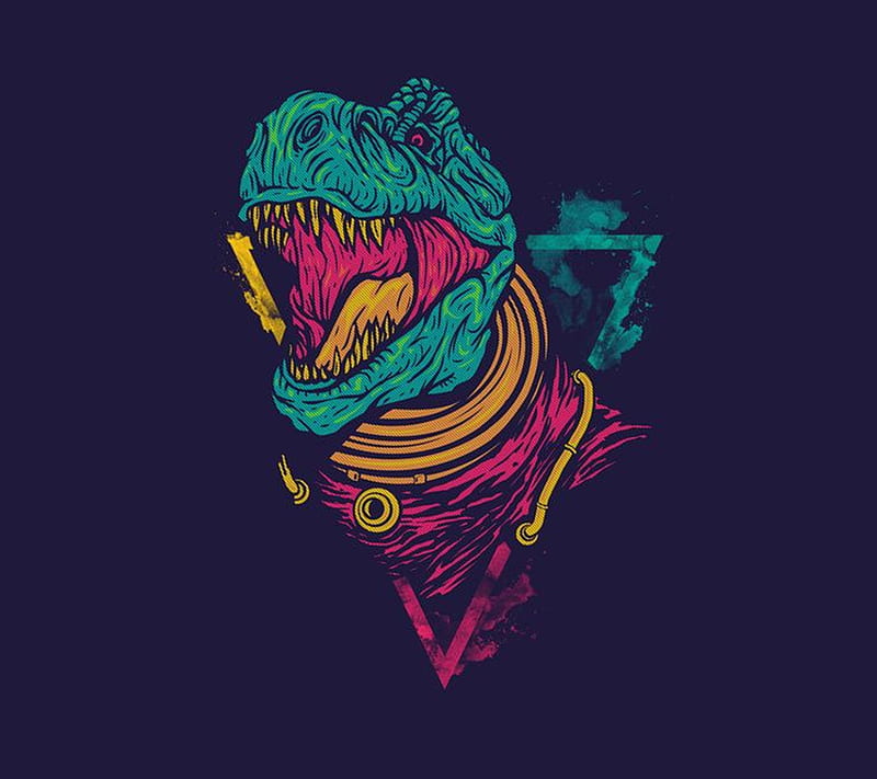 Dinosaur, colors, funny, HD wallpaper