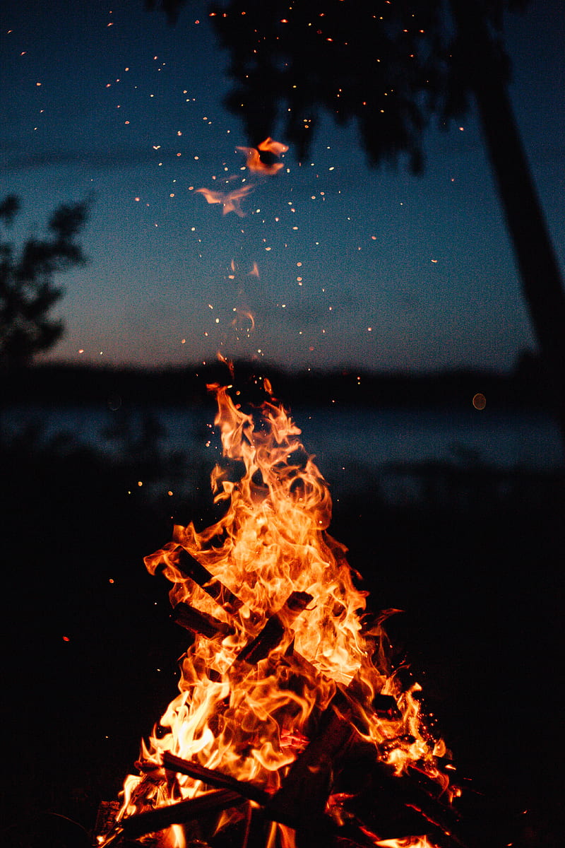 close view of bonfire, HD phone wallpaper