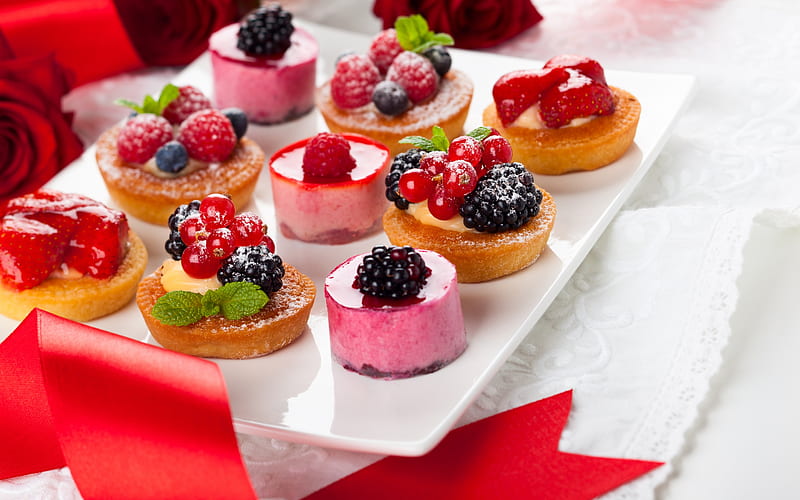 Enjoy!, fruit, cake, cookie, berry, food, pink, sweet, dessert, red, HD ...