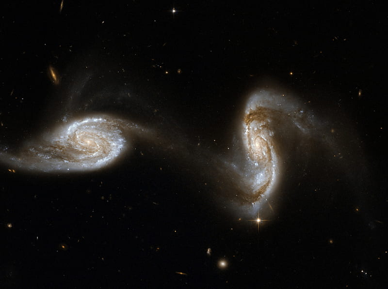 Interactive Spiral Galaxies, interacting, ngc5257, space, spiral, ngc5258, galaxies, HD wallpaper