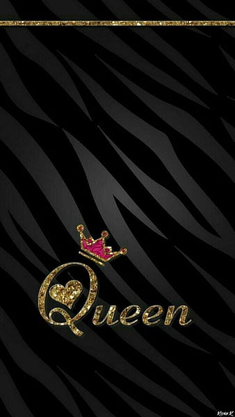 queen, alphabet, black, gold, heart, letter, letters, lord pink, HD mobile wallpaper