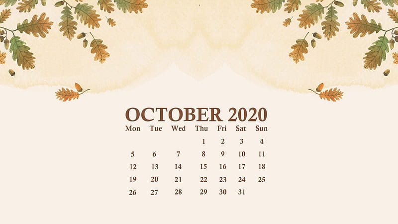 Green And Brown Leaves In Beige Background October Calendar October, HD  wallpaper | Peakpx