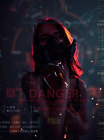 Anime Girl Mask Cyberpunk 4K Phone iPhone Wallpaper #1164a