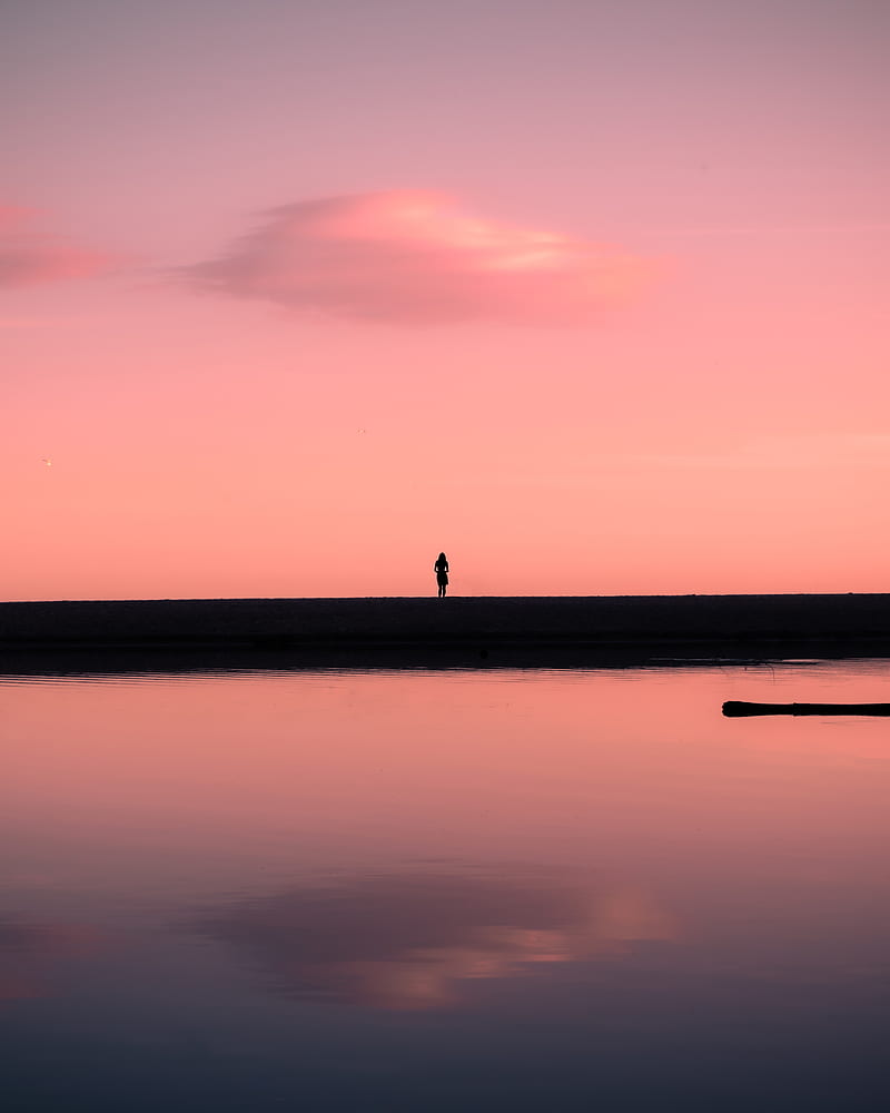 Perfect Solitude, cloud, sky, minimal, mirror, pink, gorgeous, reflections,  sunset, HD phone wallpaper | Peakpx