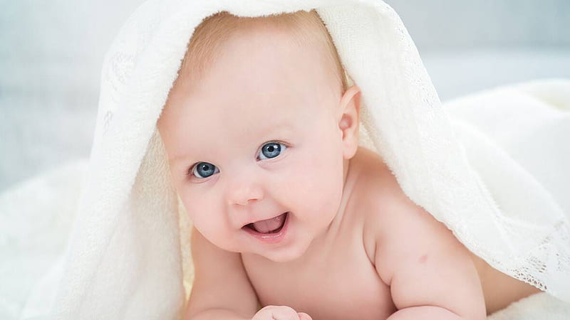 Smiley Cute Baby Child Under White Cloth Cute, HD wallpaper