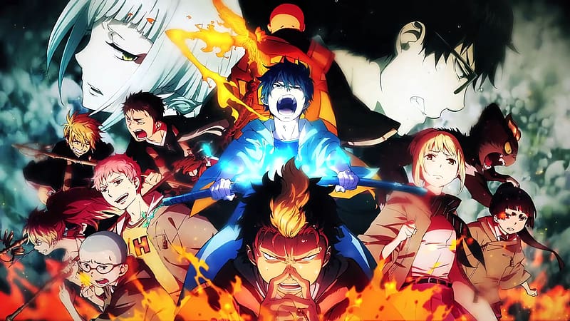 Anime, Blue Exorcist, Rin Okumura, Ao No Exorcist, Shiemi Moriyama, Yukio Okumura, Izumo Kamiki, Konekomaru Miwa, Kuro (Ao No Exorcist), Renzo Shima, Ryuji Suguro, Shura Kirigakure, Kinzo Shima, Mamushi Hojo, Juzo Shima, Karura (Ao No Exorcist), Tatsuma Suguro, HD wallpaper