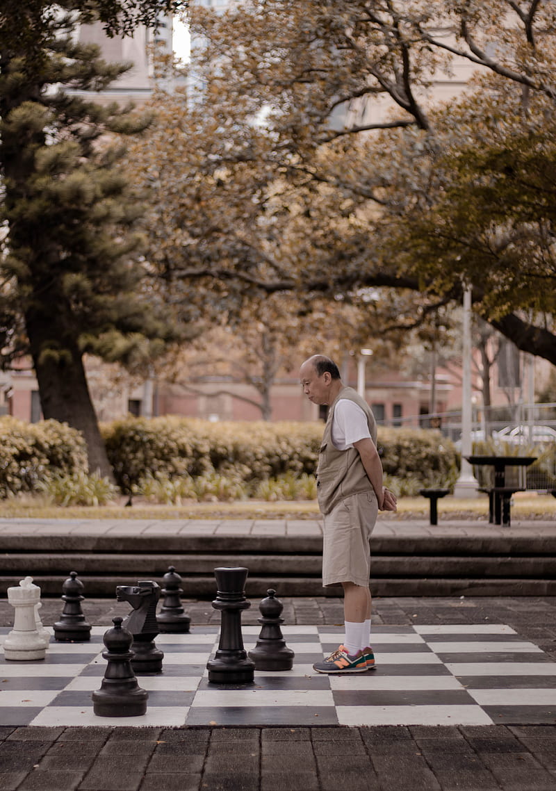 Creative Man Standing On Chess HD Desktop Background Picture