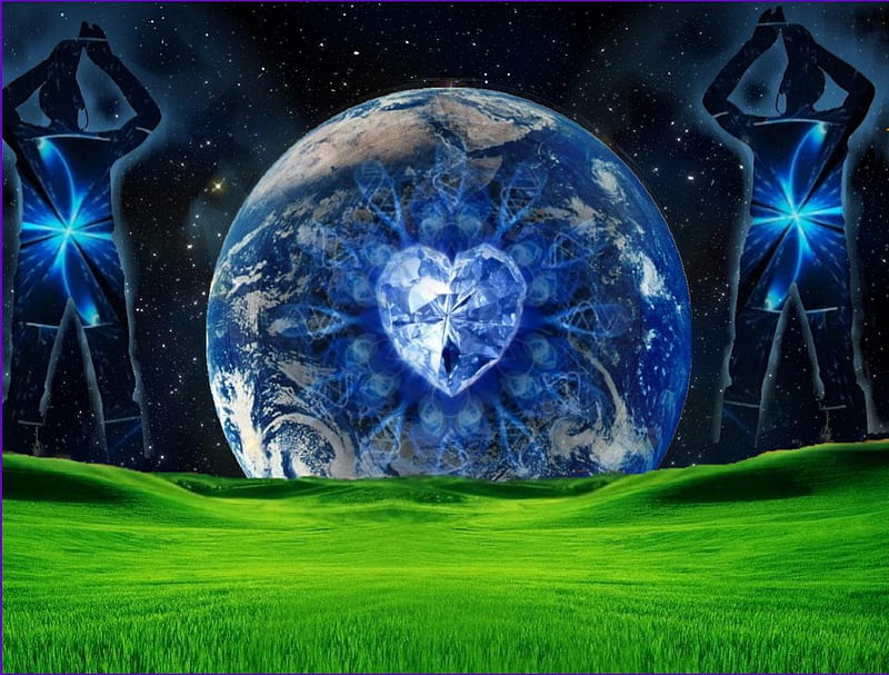 My Heart-My Earth, spirit, biciel, universum, geist, HD wallpaper
