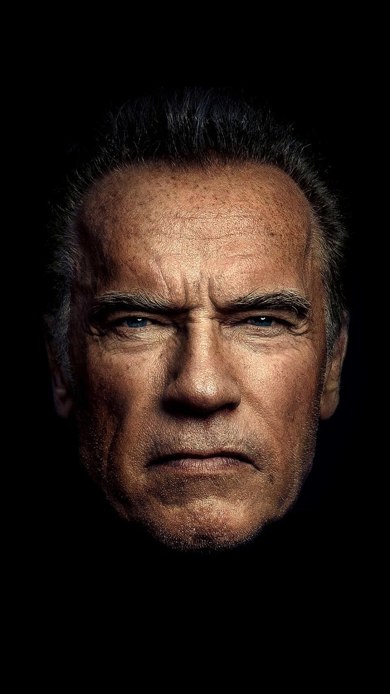 Schwarzenegger, arnold, arnold schwarzenegger, back to future, black, face, robots, terminator, HD phone wallpaper
