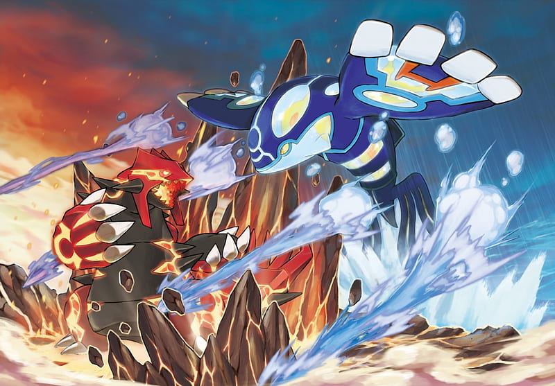 Kyogre and Groudon, Pokemon, Anime, Kyogre, Groudon, Ruby and Sapphire Game, HD wallpaper