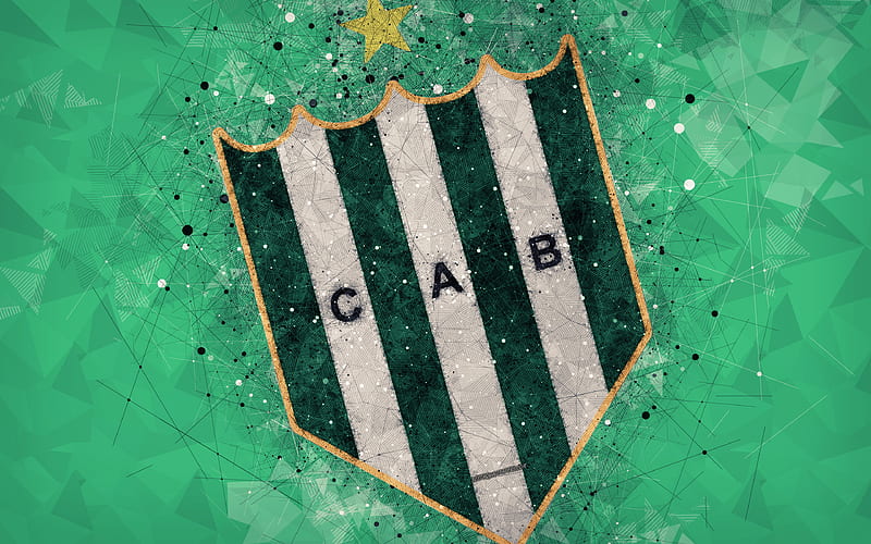 Club Atletico Banfield logo, geometric art, Argentinian football club, green abstract background, Argentine Primera Division, football, Banfield, Argentina, creative art, Banfield FC, HD wallpaper