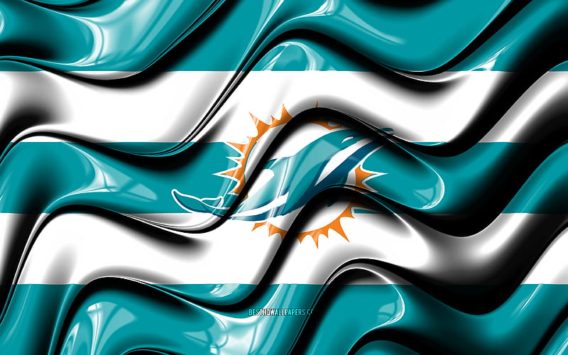 Miami Dolphins flag blue and white 3D waves, NFL, american football team, Miami Dolphins logo, american football, Miami Dolphins, HD wallpaper