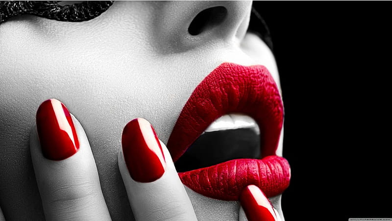 Sexy Red Lips and Red Nails, HD wallpaper