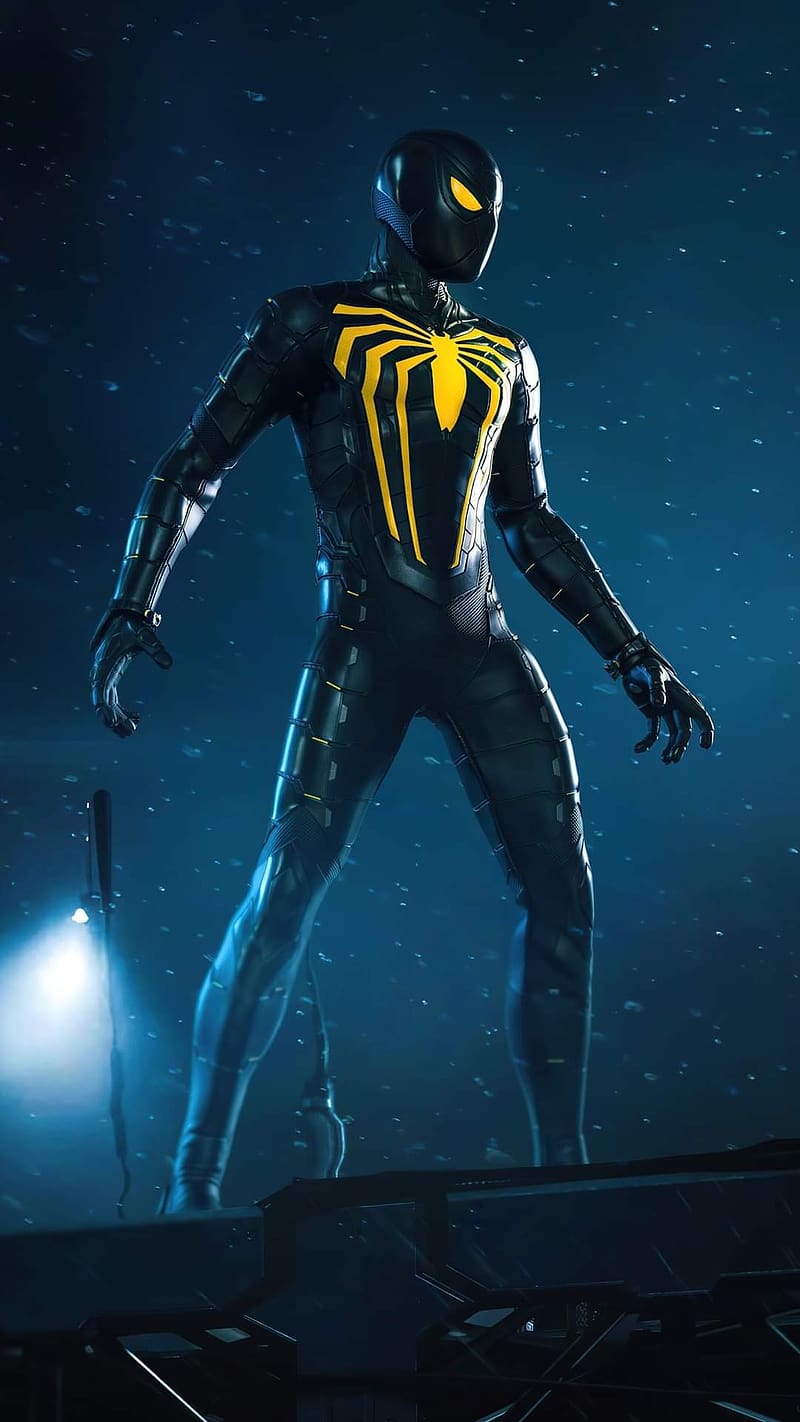 Spider Man, Black And Yellow, black, yellow, marvel, superhero, character, HD phone wallpaper
