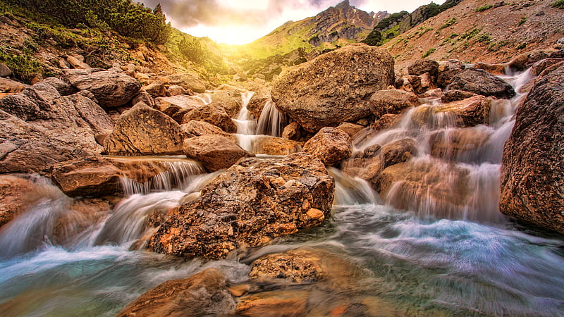 california, stream, glen alpine falls, rocks, Nature, HD wallpaper