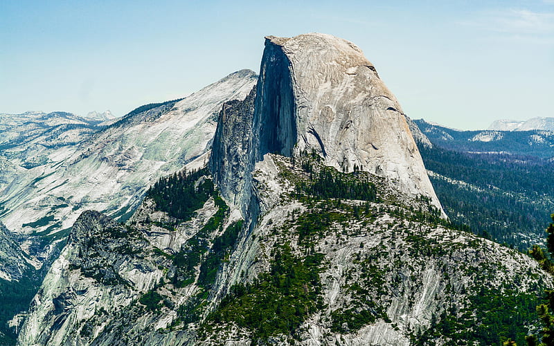 Half Dome, Yosemite Valley, mountains, american landmarks, Yosemite National Park, California, USA, America, HD wallpaper