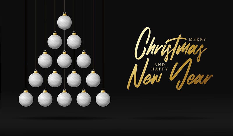 golf Christmas and new year greeting card bauble tree. Creative Xmas tree made by golf ball on dark background for Christmas and New Year celebration. sport greeting card 3792869 Vector Art, HD wallpaper