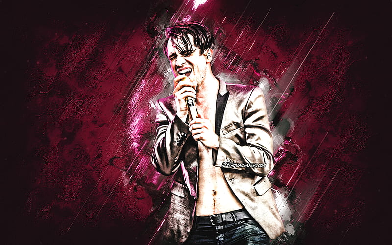 Brendon Urie, Panic At the Disco, American rock band, portrait, american rock singer, purple stone background, popular singers, HD wallpaper