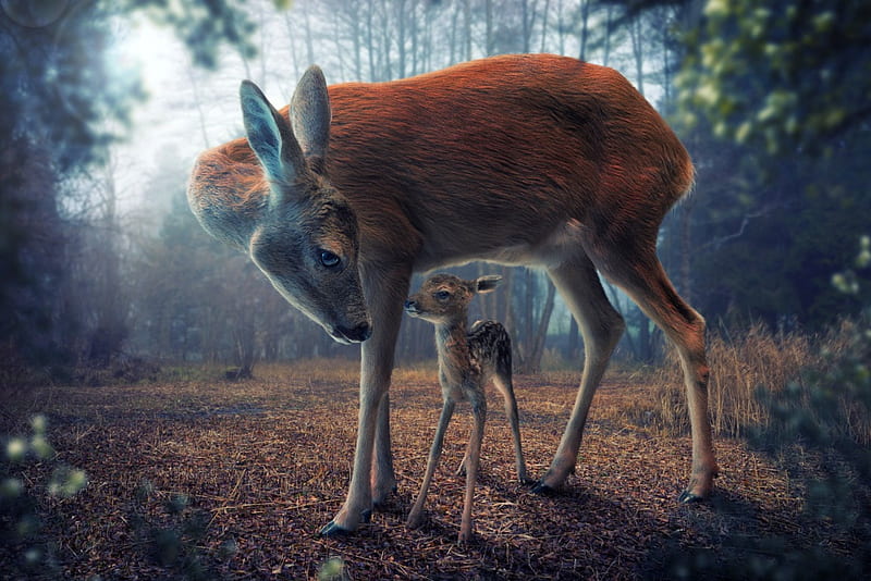 Anime Wilderness: 4K Wallpaper for PC - Majestic Deer in Nature