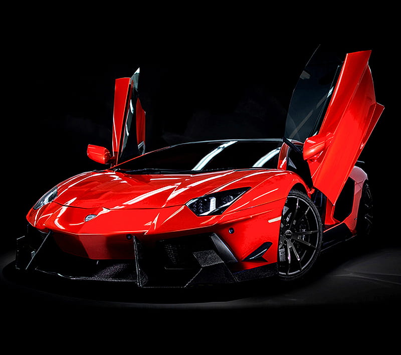 Lamborghiniaventador, cool, doors lamborghini aventador, new, red, super cars, HD wallpaper