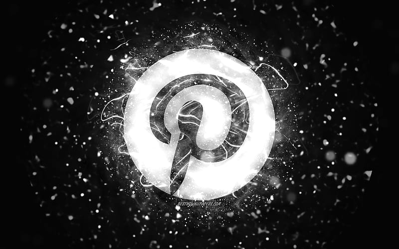 Pinterest white logo, , white neon lights, creative, black abstract  background, HD wallpaper | Peakpx
