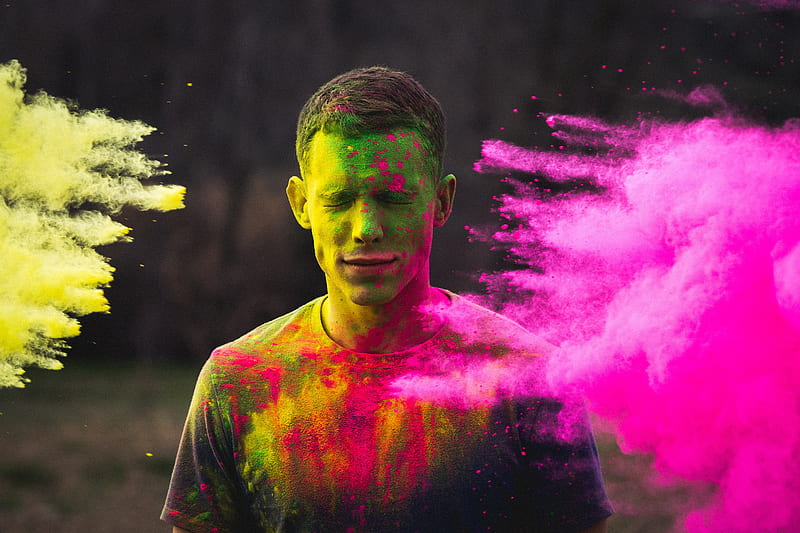 Man in colors, awesome, explore, holi, nature, u, world, HD wallpaper