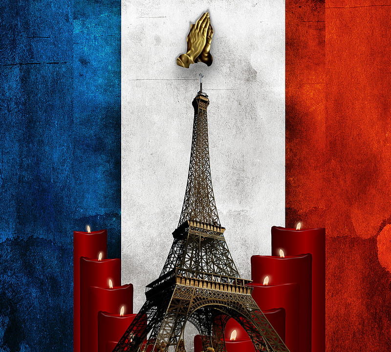 Pray For Paris, candle, eifel tower, flag, france, love, people, HD wallpaper