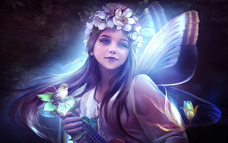 Lovely Elf Fairy Fantasy Wings Magical Ethereal Digital Art Sweet Softness Hd Wallpaper