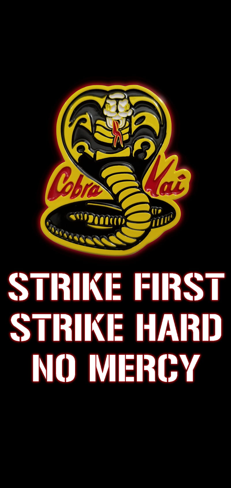 Cobra Kai, karate kid, no mercy, strike first, strike hard, HD phone wallpaper