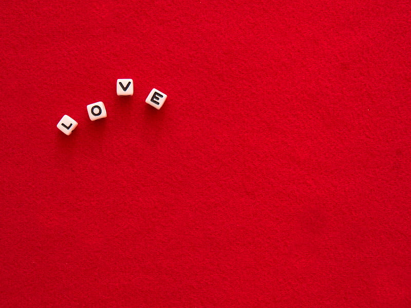 love, cubes, word, message, red, HD wallpaper