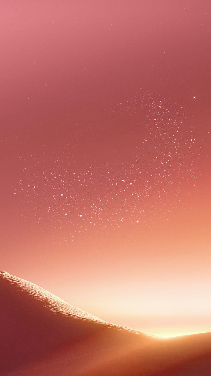 Galaxy s8, desert, night, pink, red, s8plus, sand, stars, stock wall, HD phone wallpaper