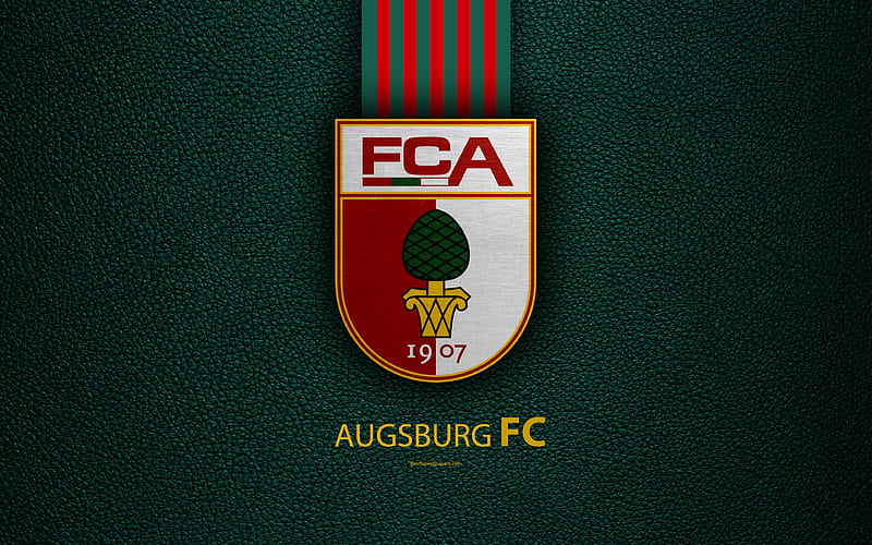 Augsburg FC German football club, Bundesliga, leather texture, emblem, logo, Augsburg, Bavaria, Germany, German Football Championships, HD wallpaper