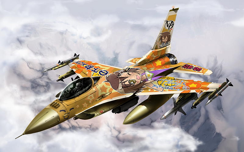 prompthunt: Illustration, anime style, pixiv, 8k, A beautiful woman who  rides a fighter plane, high detail