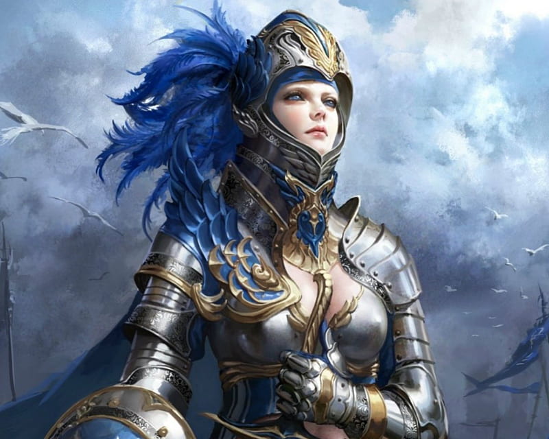 FantasyGirl, armor, art, fantasy, woman, HD wallpaper