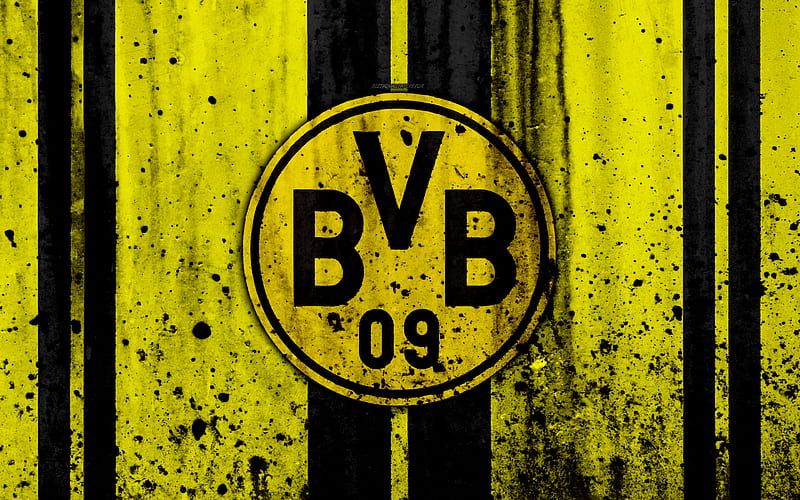 FC Borussia Dortmund logo, Bundesliga, stone texture, Germany, Borussia Dortmund, soccer, football club, Borussia Dortmund FC, HD wallpaper