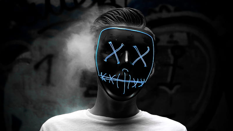 xx mask, creepy, monochrome, Men, HD wallpaper