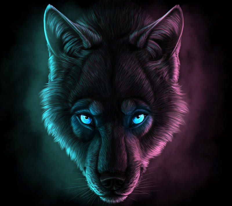 THE BLUE WOLF HEAD, wolves, HD wallpaper