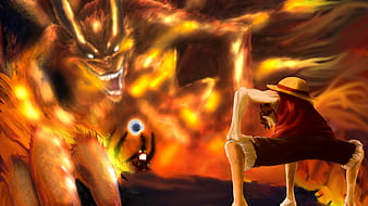 Anime, Naruto, Crossover, One Piece, Monkey D Luffy, Erza
